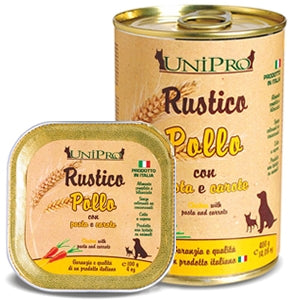 Unipro Rustico Pollo Pasta e Carote 100gr Vaschetta Unipro Rustico Pollo Pasta e Carote 100gr Vaschetta